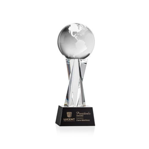 Recognition Awards - Crystal Awards - Globe Award on Grafton Base - Black
