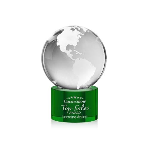 Recognition Awards - Crystal Awards - Globe Award on Marvel Base - Green