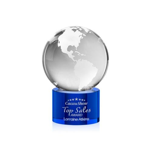 Recognition Awards - Crystal Awards - Globe Award on Marvel Base - Blue