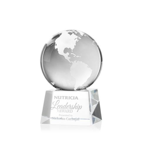 Recognition Awards - Crystal Awards - Globe Award on Robson Base - Clear
