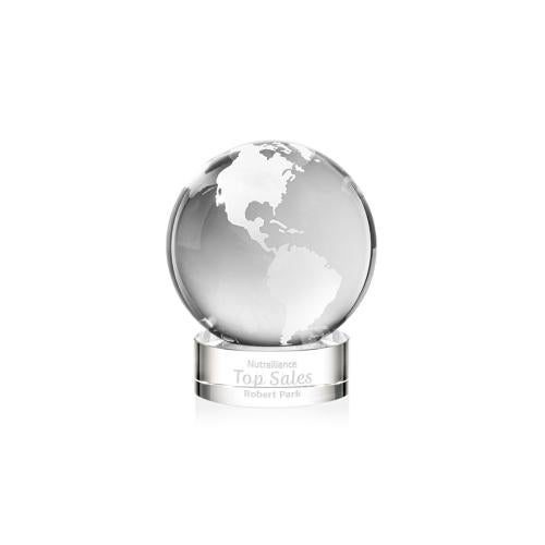 Recognition Awards - Crystal Awards - Globe Award on Stanrich Base - Clear