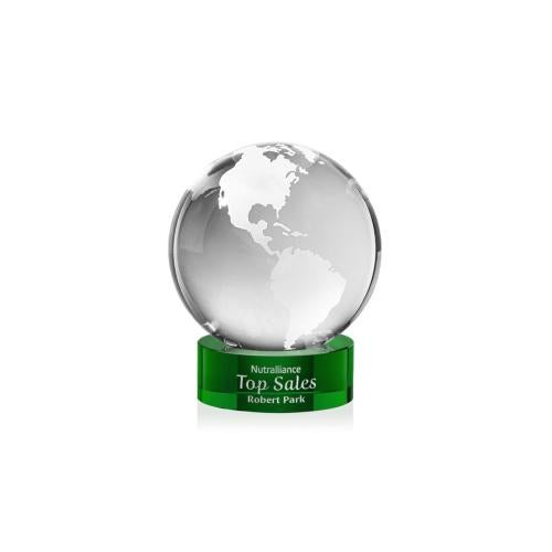 Recognition Awards - Crystal Awards - Globe Award on Stanrich Base - Green