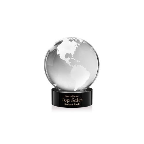 Recognition Awards - Crystal Awards - Globe Award on Stanrich Base - Black
