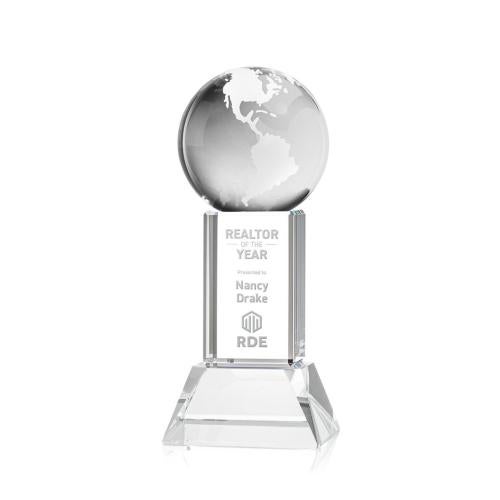 Recognition Awards - Crystal Awards - Globe Award on Stowe Base - Clear