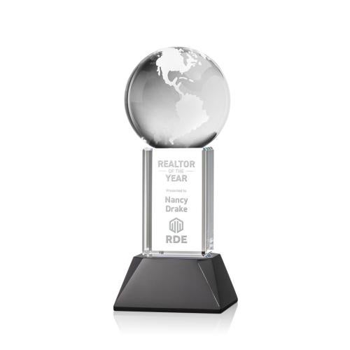 Recognition Awards - Crystal Awards - Globe Award on Stowe Base - Black