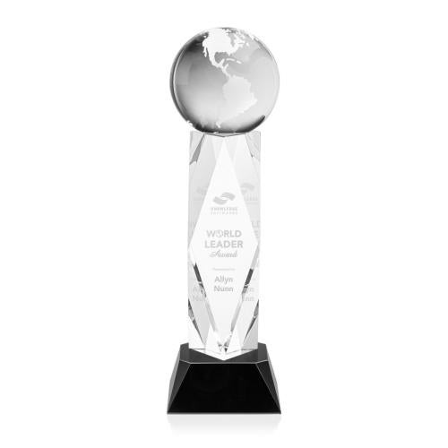 Recognition Awards - Crystal Awards - Globe Award on Toscana Base - Black