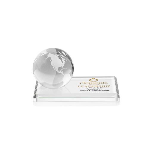Recognition Awards - Crystal Awards - Globe VividPrint&trade; Award on Rectangle Base - Clear