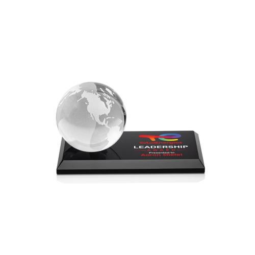 Recognition Awards - Crystal Awards - Globe VividPrint™ Award on Rectangle Base - Black