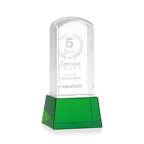 Recognition Awards - Crystal Awards - Silkwood Award on Base - Green