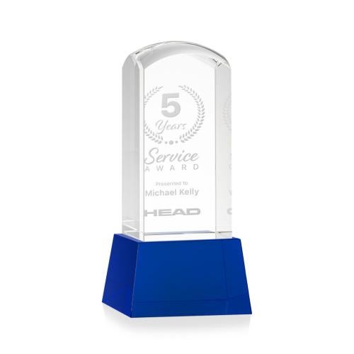 Recognition Awards - Crystal Awards - Silkwood Award on Base - Blue
