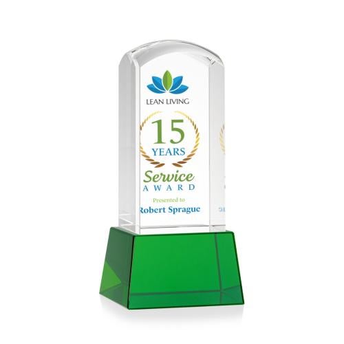 Recognition Awards - Crystal Awards - Silkwood VividPrint™ Award on Base - Green