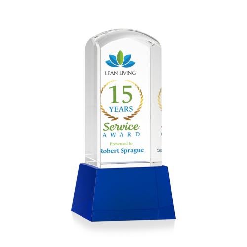 Recognition Awards - Crystal Awards - Silkwood VividPrint™ Award on Base - Blue