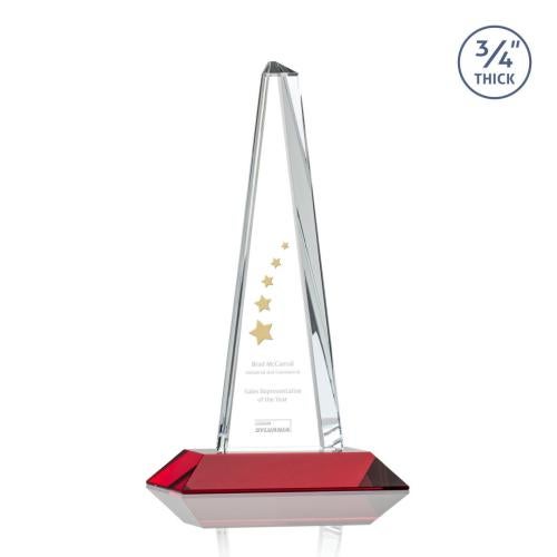 Recognition Awards - Crystal Awards - Majestic Tower Award - Red 