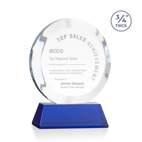 Recognition Awards - Crystal Awards - Gibralter Award on Newhaven Base - Blue