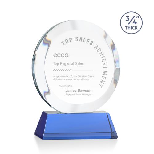 Recognition Awards - Crystal Awards - Gibralter Award on Newhaven Base - Sky Blue
