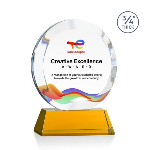 Recognition Awards - Crystal Awards - Gibralter VividPrint™ Award on Newhaven Base - Amber