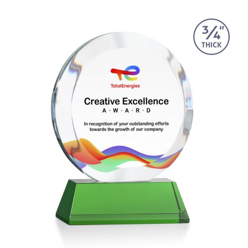 Recognition Awards - Crystal Awards - Gibralter VividPrint™ Award on Newhaven Base - Green