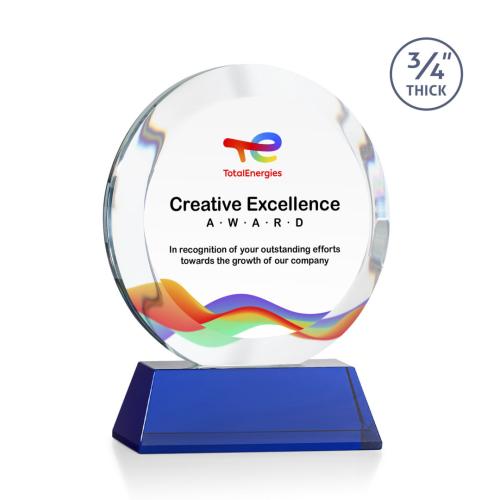 Recognition Awards - Crystal Awards - Gibralter VividPrint™ Award on Newhaven Base - Blue