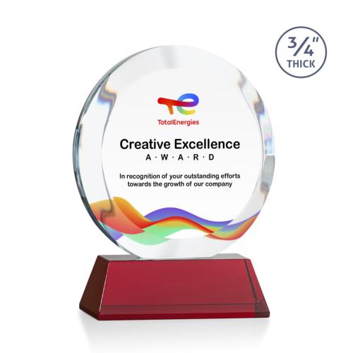Recognition Awards - Crystal Awards - Gibralter VividPrint™ Award on Newhaven Base - Red