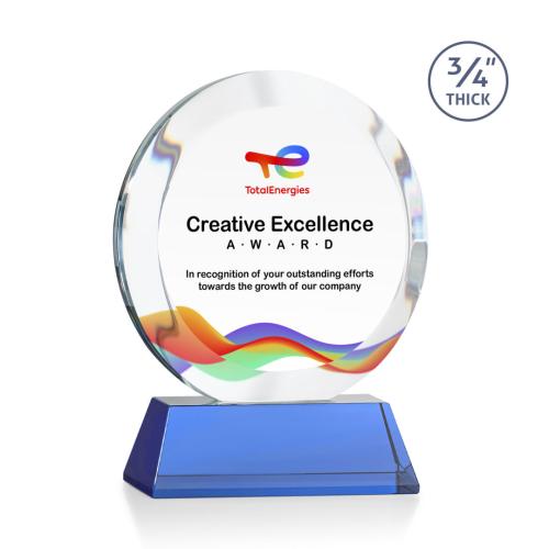 Recognition Awards - Crystal Awards - Gibralter VividPrint™ Award on Newhaven Base - Sky Blue