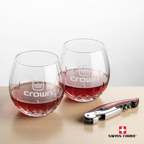 Corporate Gifts - Barware - Glasses Sets - Swiss Force® Opener & Templeton Stemless Wine