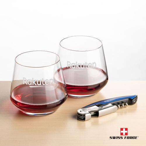 Corporate Gifts - Barware - Wine & Champagne - Wine Accessories - Swiss Force® Opener & Tucson Stemless Wine
