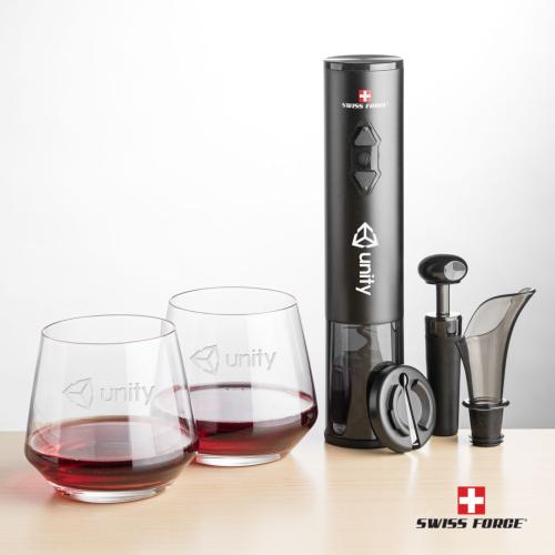 Corporate Gifts - Barware - Wine & Champagne - Wine Accessories - Swiss Force® Opener Set & Tucson Stemless Wine