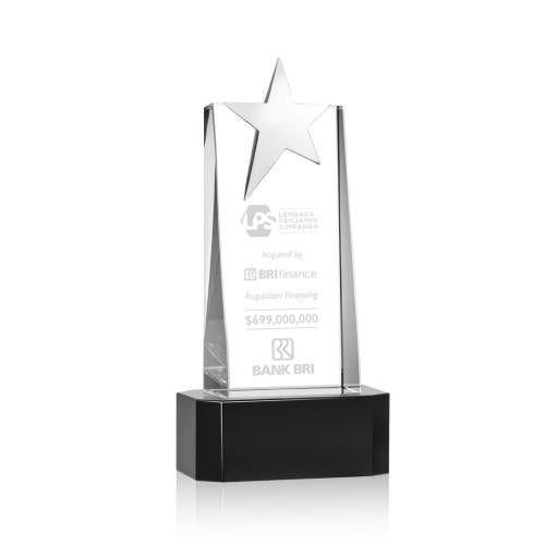 Recognition Awards - Crystal Awards - Fanshaw Silver Star Award on Base - Black