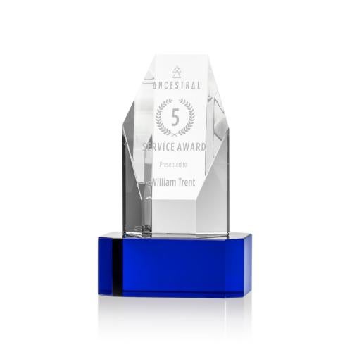 Recognition Awards - Crystal Awards - Ashford Award on Blue Base 