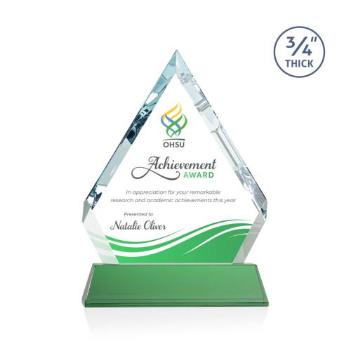 Recognition Awards - Crystal Awards - Apex VividPrint™ Award on Newhaven Base - Green