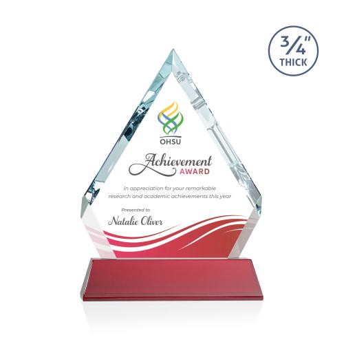 Recognition Awards - Crystal Awards - Apex VividPrint&trade; Award on Newhaven Base - Red