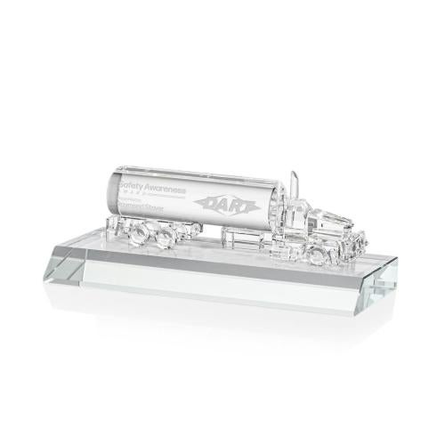 Recognition Awards - Crystal Awards - Crystal Oil Tanker on Base - Clear