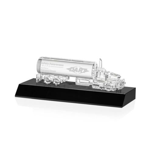 Recognition Awards - Crystal Awards - Crystal Oil Tanker on Base - Black