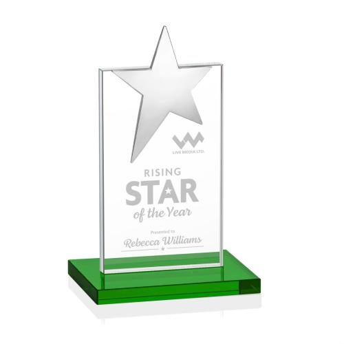 Recognition Awards - Crystal Awards - Bryanston Chrome Star Award - Green