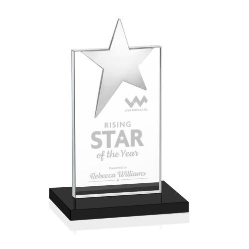 Recognition Awards - Crystal Awards - Bryanston Chrome Star Award - Black