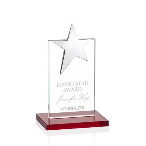 Recognition Awards - Crystal Awards - Bryanston Chrome Star Award - Red