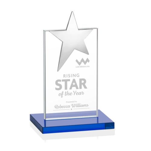 Recognition Awards - Crystal Awards - Bryanston Chrome Star Award - Sky Blue 