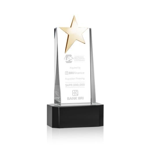 Recognition Awards - Crystal Awards - Fanshaw Gold Star Award on Base - Black