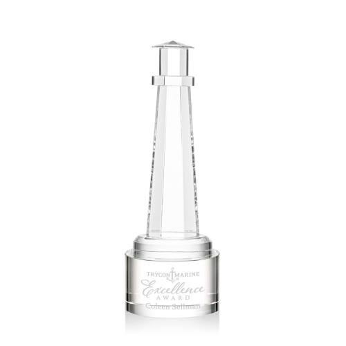 Recognition Awards - Crystal Awards - Lighthouse Award on Marvel Base - Clear