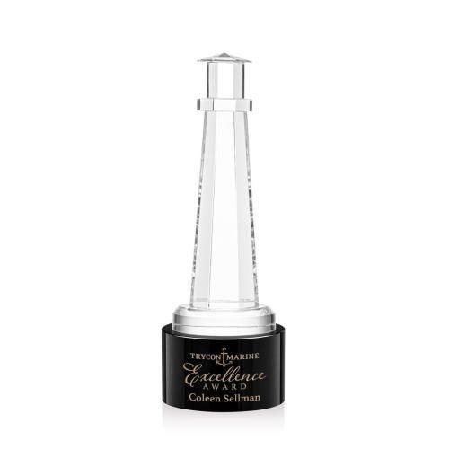 Recognition Awards - Crystal Awards - Lighthouse Award on Marvel Base - Black