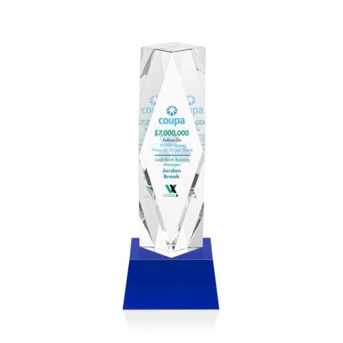 Recognition Awards - Crystal Awards - Toscana VividPrint™ Award on Base - Blue