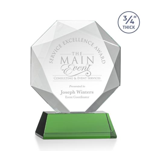 Recognition Awards - Crystal Awards - Bradford Award on Newhaven Base - Green