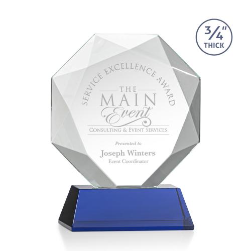 Recognition Awards - Crystal Awards - Bradford Award on Newhaven Base - Blue