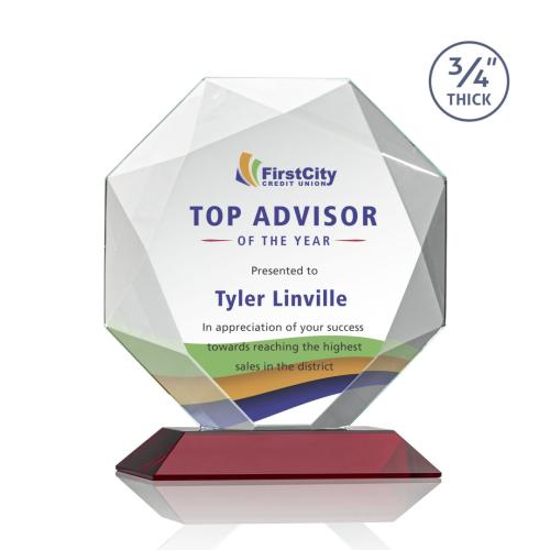 Recognition Awards - Crystal Awards - Bradford VividPrint™ Award - Red