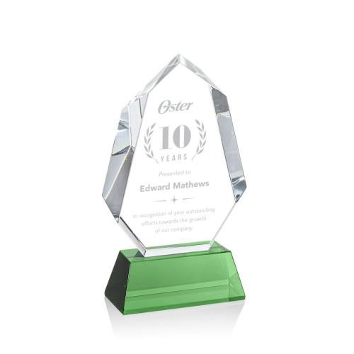 Recognition Awards - Crystal Awards - Norwood Award on Newhaven Base - Green
