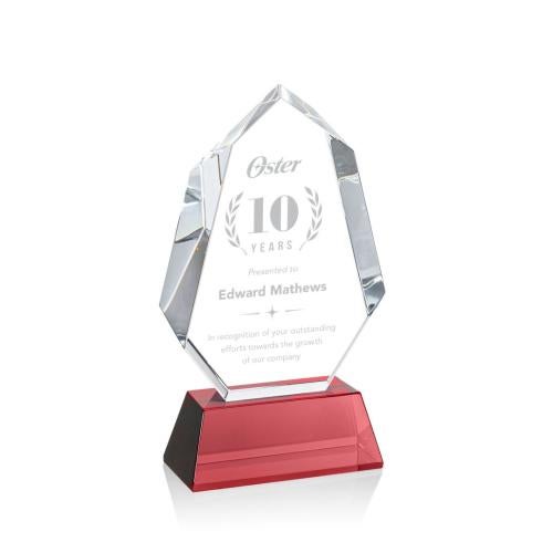 Recognition Awards - Crystal Awards - Norwood Award on Newhaven Base - Red