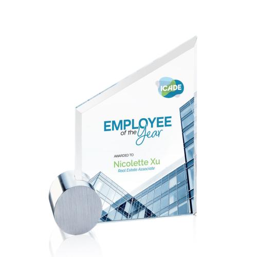 Recognition Awards - Crystal Awards - Cooper VividPrint™ Award -  Starfire/Chrome Circle