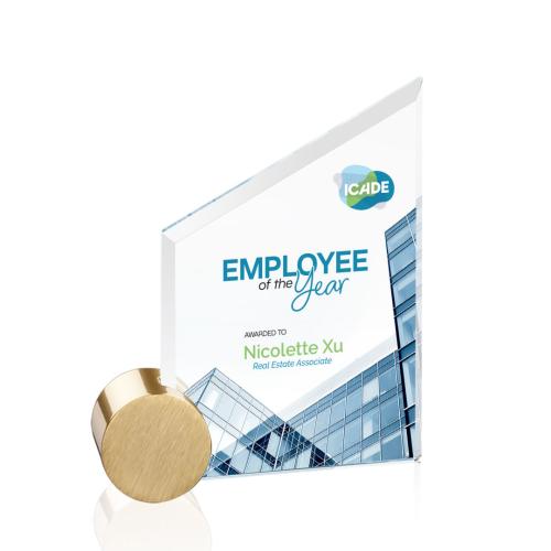 Recognition Awards - Crystal Awards - Cooper VividPrint™ Award -  Starfire/Gold Circle