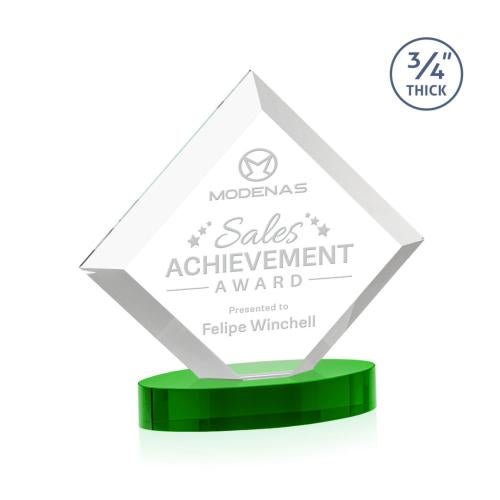 Recognition Awards - Crystal Awards - Belaire Award on Alberton Base - Green
