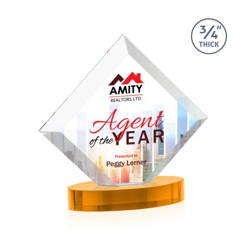 Recognition Awards - Crystal Awards - Belaire VividPrint™ Award on Alberton Base - Amber